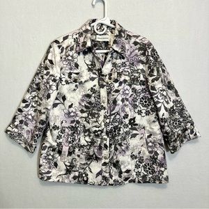 Alfred Dunner Women Jacket Shirt Floral Lightweight size 12